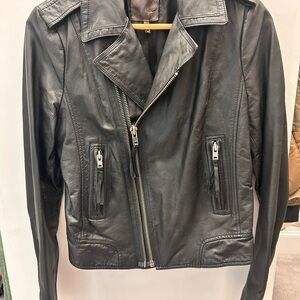 Joie Black 100% Lamb Leather/Silk Lining Jacket